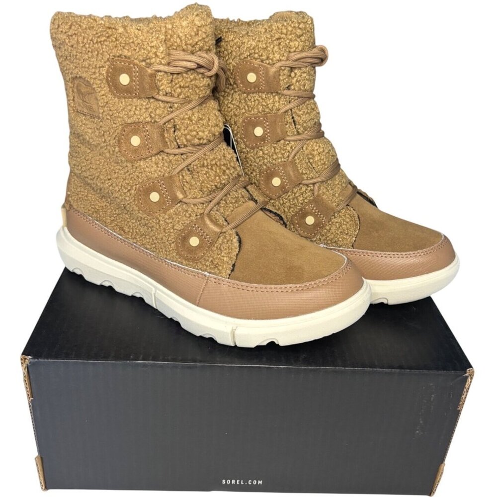 Sorel Explorer II Joan Cozy Winter Boots in Tan with Faux Shearling Upper Size 7 - Picture 6 of 8